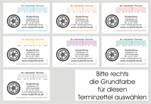 80 Terminblöcke je 100 Blatt, Terminzettel 'Reifen' für Reifenhändler und KFZ Werkstatt tzm11 mit Eindruck