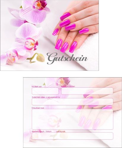 Gutscheinkarte Geschenkgutschein pink nails für Nagelstudios, GP121